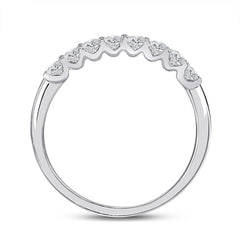 14kt White Gold Womens Round Diamond Classic Anniversary Band Ring 1/2 Cttw