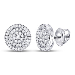10kt White Gold Womens Round Diamond Fashion Cluster Earrings 1/2 Cttw