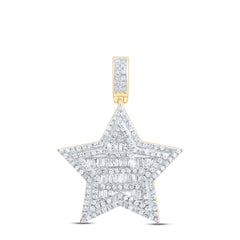 10kt Yellow Gold Mens Baguette Diamond Star Charm Pendant 3/4 Cttw