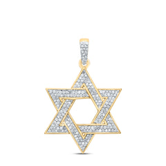 10kt Yellow Gold Mens Round Diamond Magen Star of David Charm Pendant 1/2 Cttw