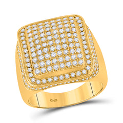10kt Yellow Gold Mens Round Diamond Statement Fashion Cluster Ring 2.00 Cttw