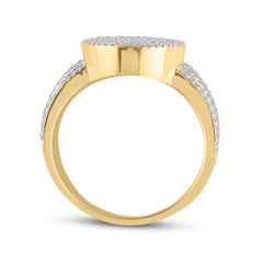 10kt Yellow Gold Mens Baguette Diamond Oval Cluster Ring 1.00 Cttw