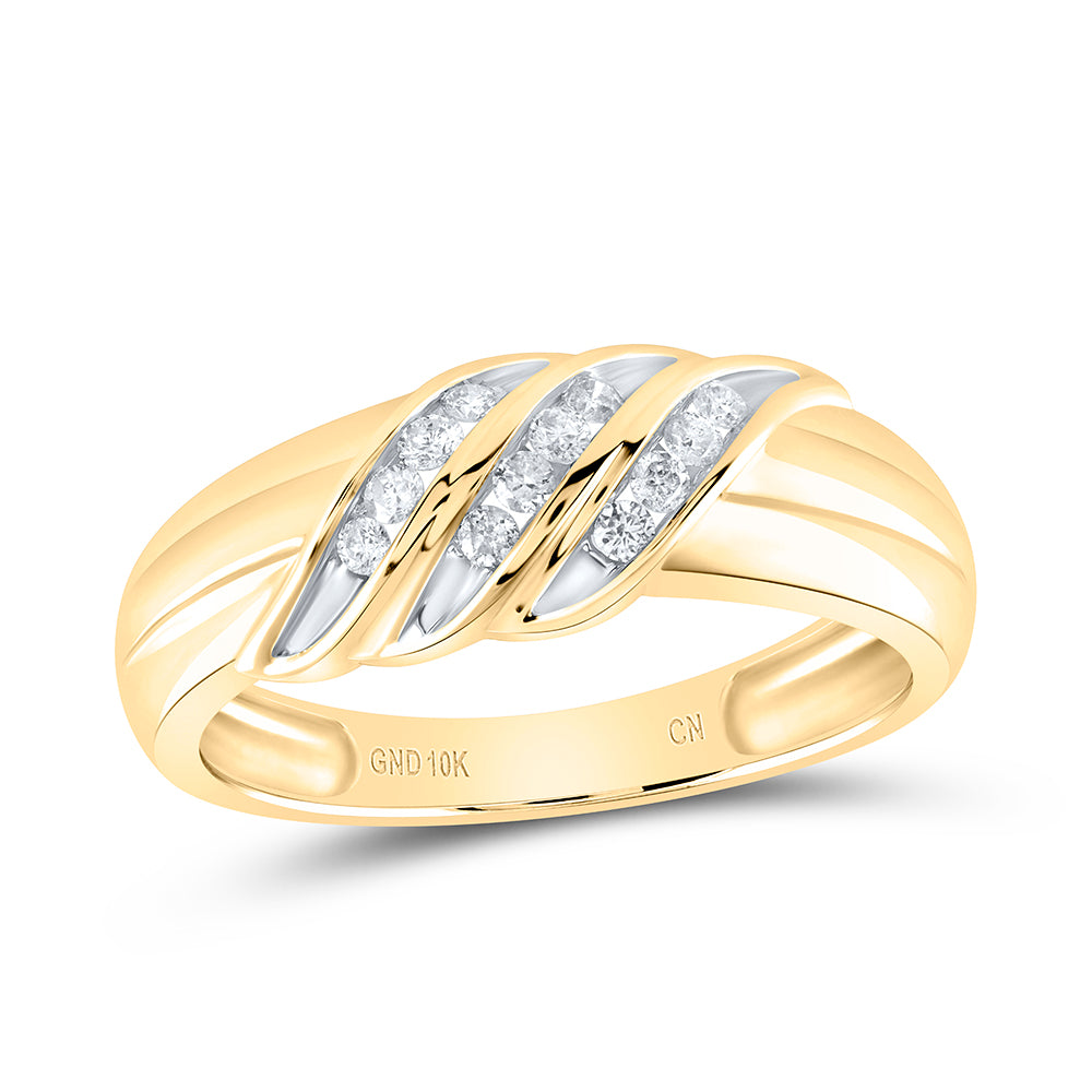 10kt Yellow Gold His Hers Round Diamond Solitaire Matching Bridal Wedding Ring Band Set 5/8 Cttw