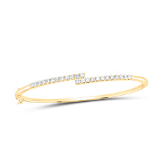 14kt Yellow Gold Womens Round Diamond Bypass Bangle Bracelet 1.00 Cttw