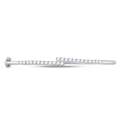 14kt White Gold Womens Round Diamond Bypass Bangle Bracelet 1.00 Cttw