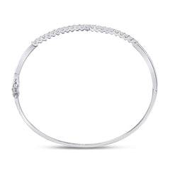 14kt White Gold Womens Round Diamond Bypass Bangle Bracelet 1.00 Cttw