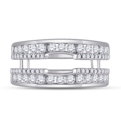 14kt White Gold Womens Round Diamond Wrap Ring Guard Enhancer 1.00 Cttw