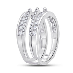 14kt White Gold Womens Round Diamond Wrap Ring Guard Enhancer 1.00 Cttw