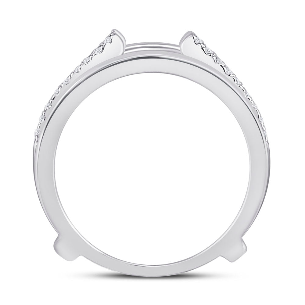 14kt White Gold Womens Round Diamond Wrap Ring Guard Enhancer 1.00 Cttw