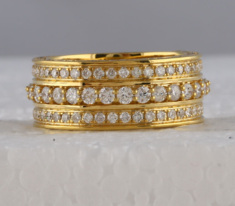 10kt Yellow Gold Mens Round Diamond Statement Band Ring 3.00 Cttw