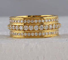 10kt Yellow Gold Mens Round Diamond Statement Band Ring 3.00 Cttw