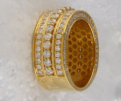 10kt Yellow Gold Mens Round Diamond Statement Band Ring 3.00 Cttw