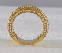 10kt Yellow Gold Mens Round Diamond Statement Band Ring 3.00 Cttw