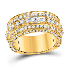 10kt Yellow Gold Mens Round Diamond Statement Band Ring 3.00 Cttw
