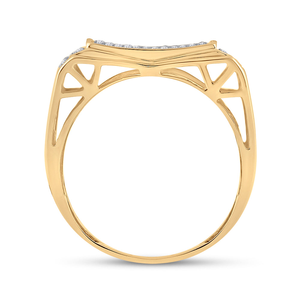 10kt Yellow Gold Mens Round Diamond Fashion Cluster Ring 1/2 Cttw