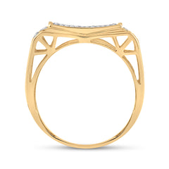 10kt Yellow Gold Mens Round Diamond Fashion Cluster Ring 1/2 Cttw