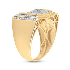 10kt Yellow Gold Mens Round Diamond Fashion Cluster Ring 1/2 Cttw