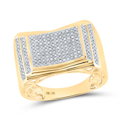 10kt Yellow Gold Mens Round Diamond Fashion Cluster Ring 1/2 Cttw