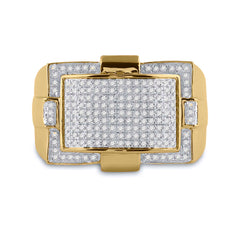 10kt Yellow Gold Mens Round Diamond Fashion Cluster Ring 1/2 Cttw