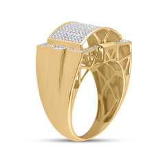 10kt Yellow Gold Mens Round Diamond Fashion Cluster Ring 1/2 Cttw
