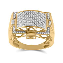 10kt Yellow Gold Mens Round Diamond Fashion Cluster Ring 1/2 Cttw