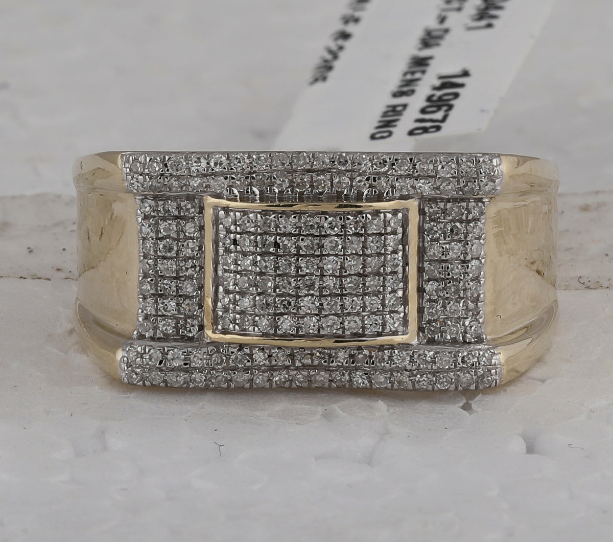 10kt Yellow Gold Mens Round Diamond Fashion Cluster Ring 1/2 Cttw