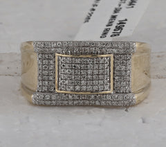 10kt Yellow Gold Mens Round Diamond Fashion Cluster Ring 1/2 Cttw