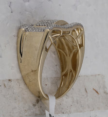 10kt Yellow Gold Mens Round Diamond Fashion Cluster Ring 1/2 Cttw