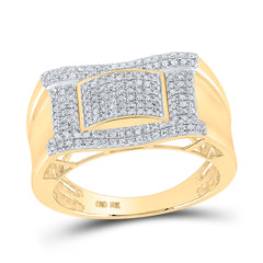 10kt Yellow Gold Mens Round Diamond Fashion Cluster Ring 1/2 Cttw