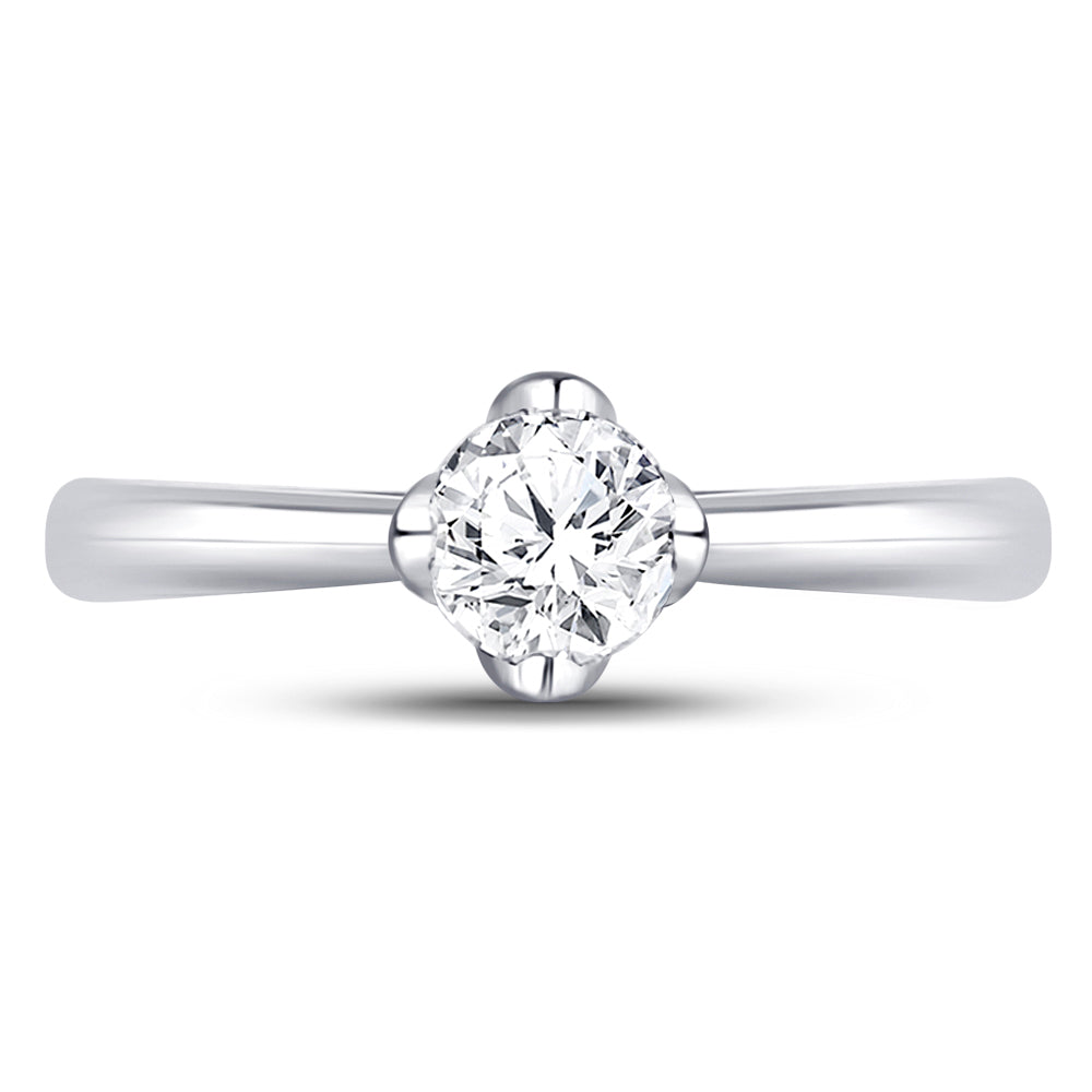 14K White Gold Womens Round Natural Diamond Solitaire Bridal Wedding Engagement Ring 1/2 CTW (Certified) 3 Gram