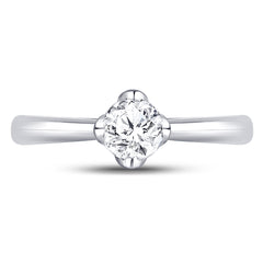 14K White Gold Womens Round Natural Diamond Solitaire Bridal Wedding Engagement Ring 1/2 CTW (Certified) 3 Gram