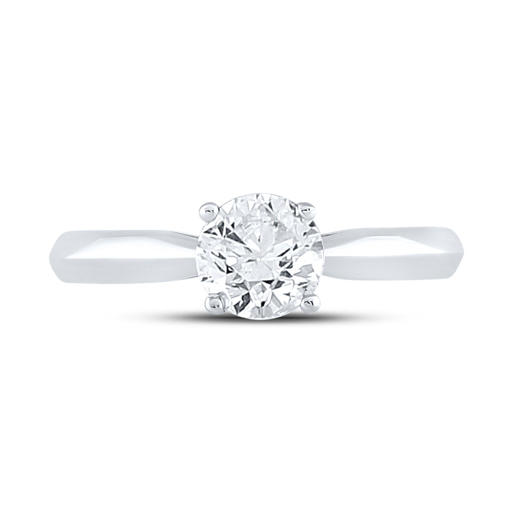 14K White Gold Womens Round Natural Diamond Solitaire Bridal Wedding Engagement Ring 1.00 CTW (Certified) 3.5 Gram