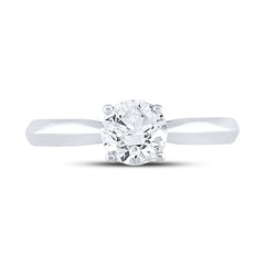 14K White Gold Womens Round Natural Diamond Solitaire Bridal Wedding Engagement Ring 1.00 CTW (Certified) 3.5 Gram