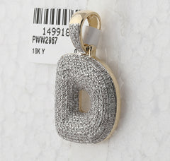10kt Yellow Gold Mens Round Diamond ""D"" Letter Charm Pendant 7/8 Cttw