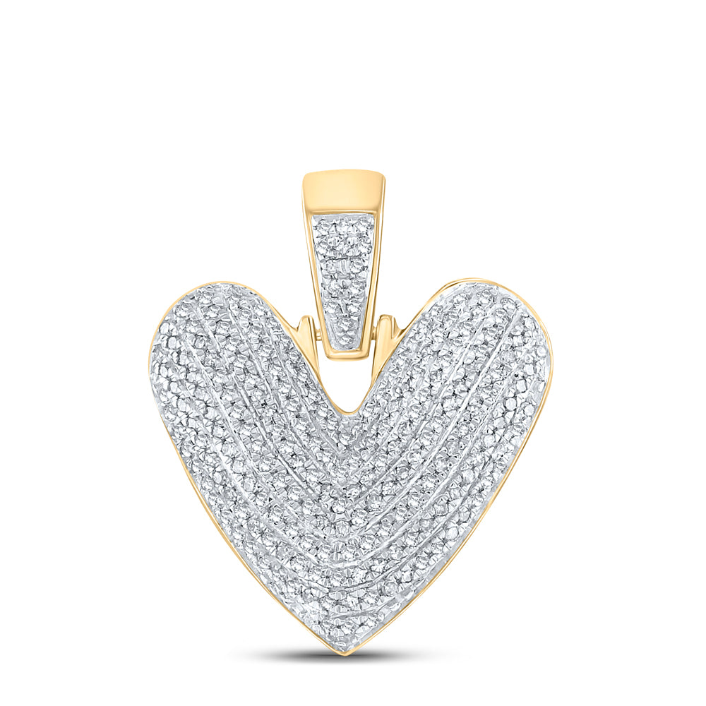 10kt Yellow Gold Mens Round Diamond ""V"" Letter Charm Pendant 5/8 Cttw