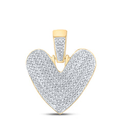 10kt Yellow Gold Mens Round Diamond ""V"" Letter Charm Pendant 5/8 Cttw