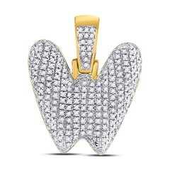 10kt Yellow Gold Mens Round Diamond ""W"" Letter Charm Pendant 1/2 Cttw
