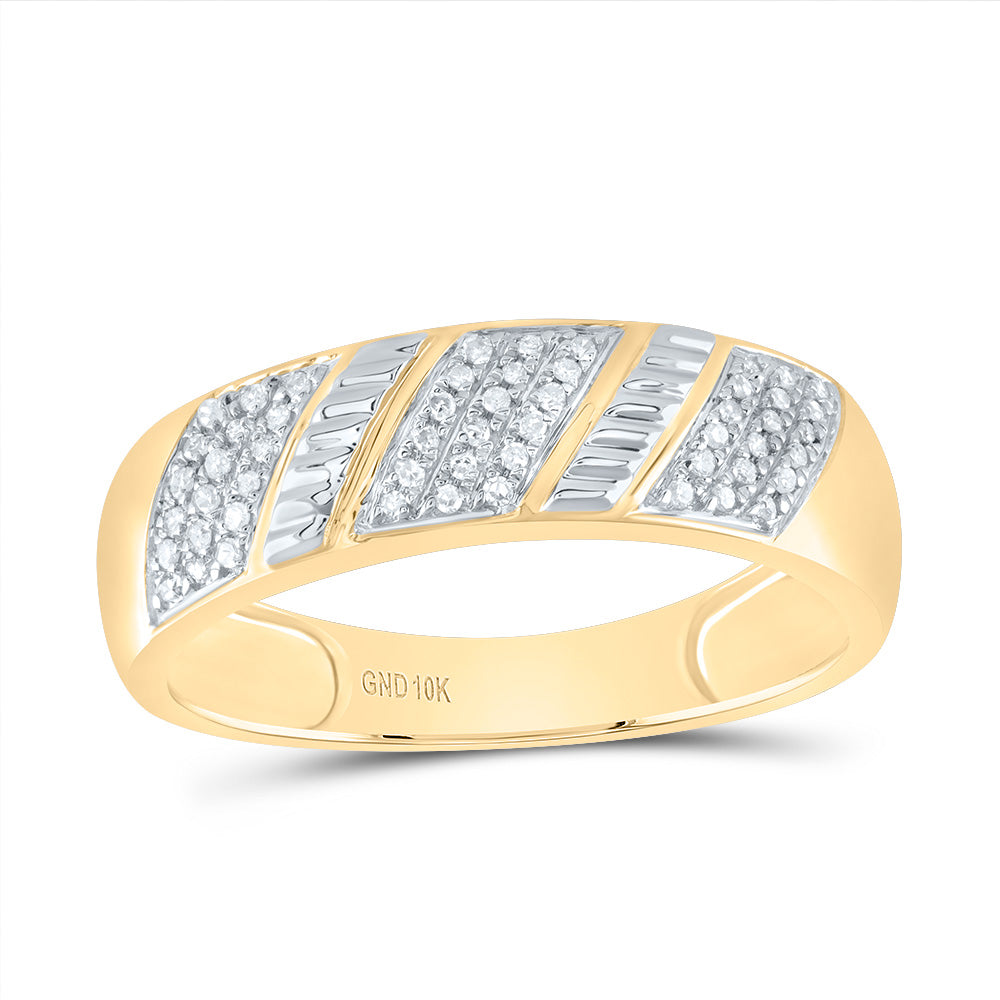 10kt Yellow Gold His & Hers Round Diamond Cluster Matching Bridal Wedding Ring Band Set 1/2 Cttw