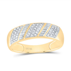 10kt Yellow Gold His & Hers Round Diamond Cluster Matching Bridal Wedding Ring Band Set 1/2 Cttw