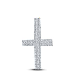 10kt Yellow Gold Mens Round Diamond Faith Cross Charm Pendant 7/8 Cttw