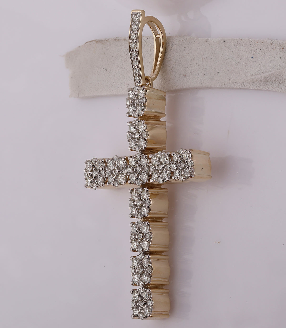 10kt Yellow Gold Mens Round Diamond Cross Charm Pendant 2-1/5 Cttw