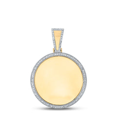 10kt Yellow Gold Mens Round Diamond Circle Picture Memory Pendant 5/8 Cttw