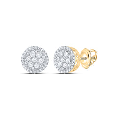 10kt Yellow Gold Womens Round Diamond Fashion Cluster Earrings 1/2 Cttw