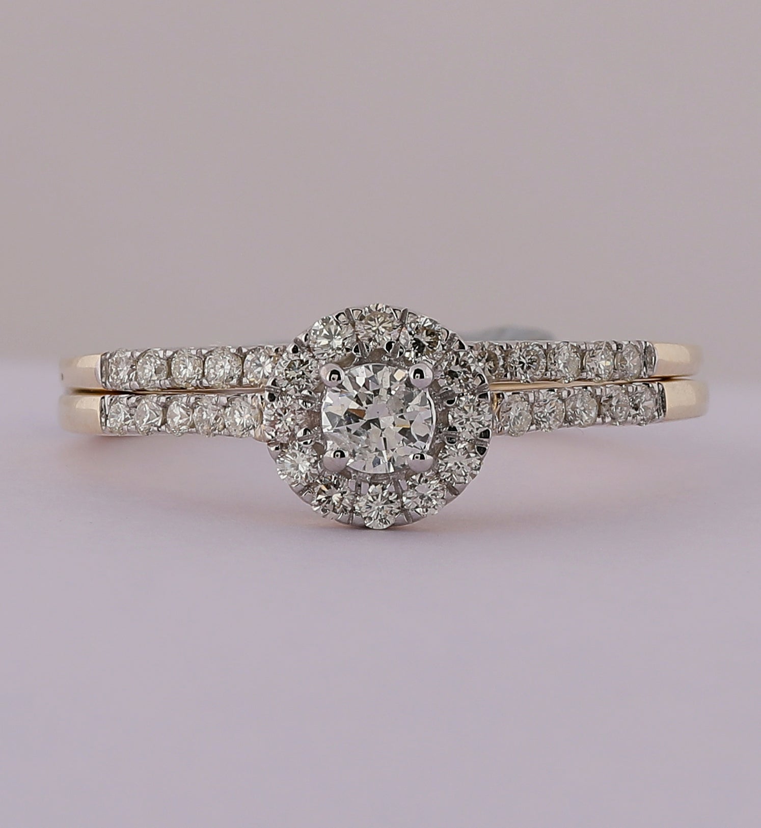10kt Yellow Gold Womens Round Diamond Bridal Wedding Engagement Ring Band Set 1/2 Cttw