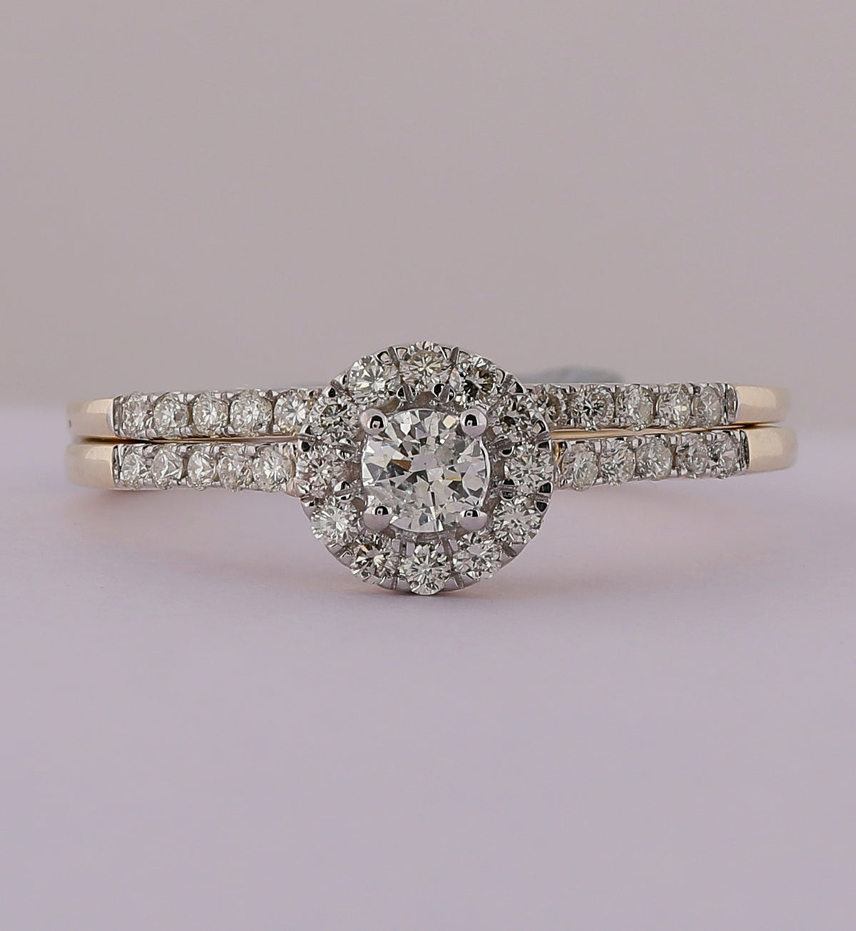 10kt Yellow Gold Womens Round Diamond Bridal Wedding Engagement Ring Band Set 1/2 Cttw