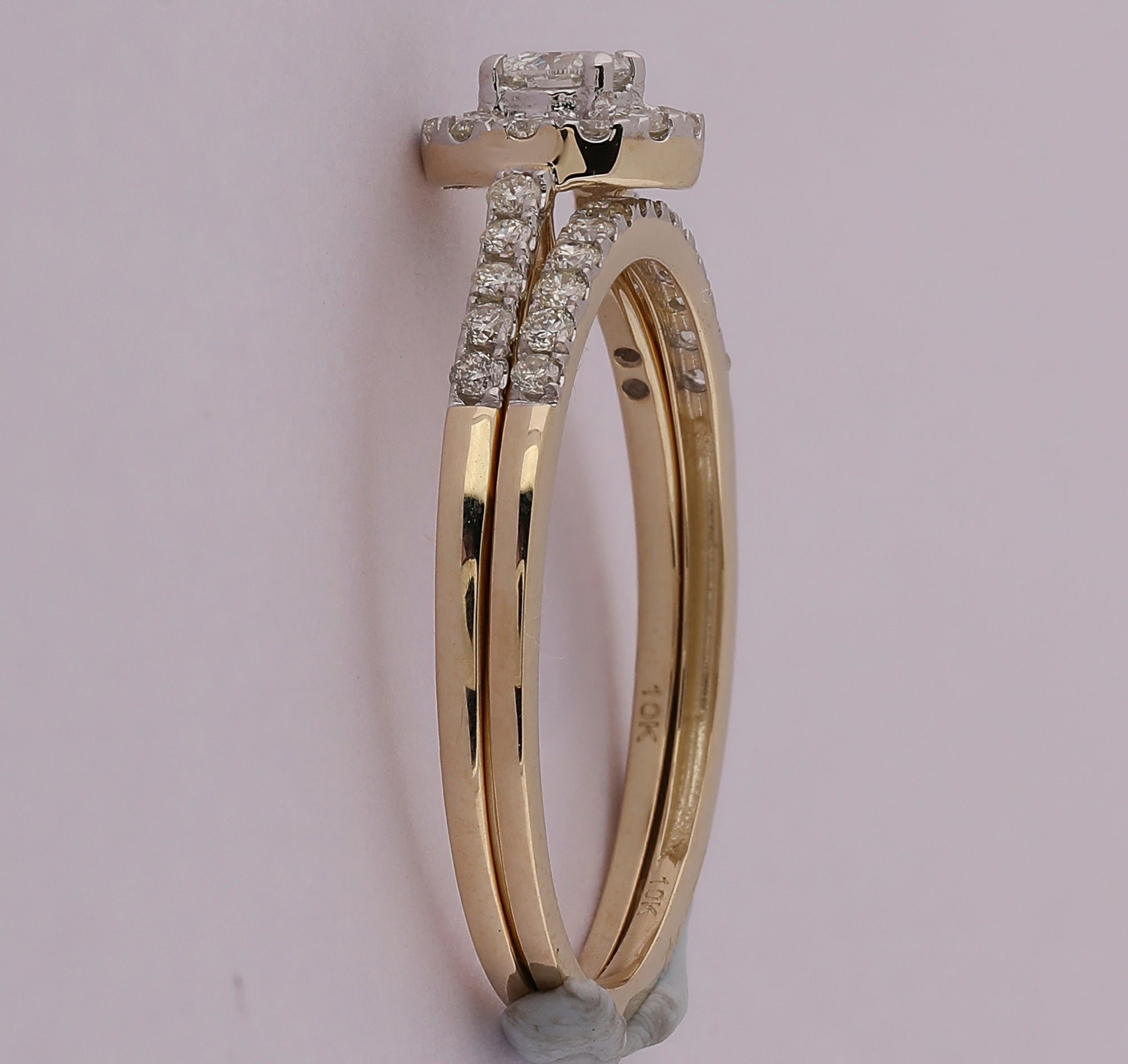 10kt Yellow Gold Womens Round Diamond Bridal Wedding Engagement Ring Band Set 1/2 Cttw