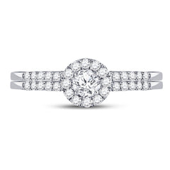 10kt White Gold Womens Round Diamond Bridal Wedding Engagement Ring Band Set 1/2 Cttw