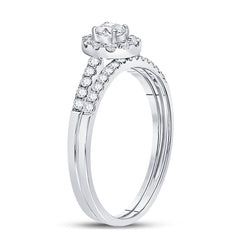 10kt White Gold Womens Round Diamond Bridal Wedding Engagement Ring Band Set 1/2 Cttw
