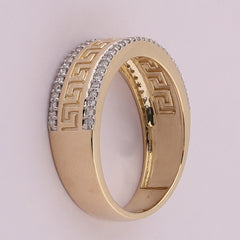 10kt Yellow Gold Mens Round Diamond Wedding Patterned Band Ring 1/3 Cttw