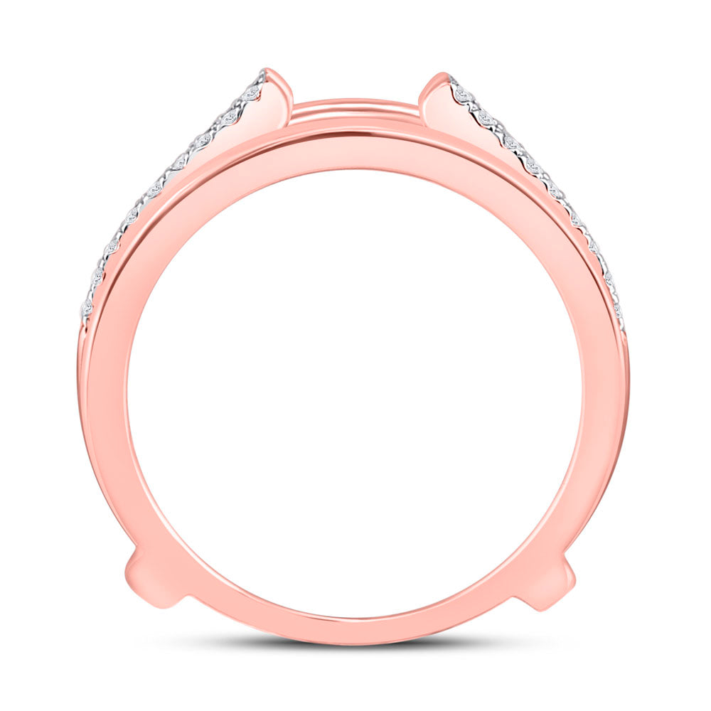 14kt Rose Gold Womens Round Diamond Wrap Ring Guard Enhancer 1.00 Cttw